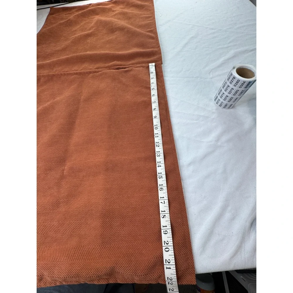 Set of 2 Burnt Orange Herringbone Pillow Covers 22x22 Heart‎ Zipper Pulls